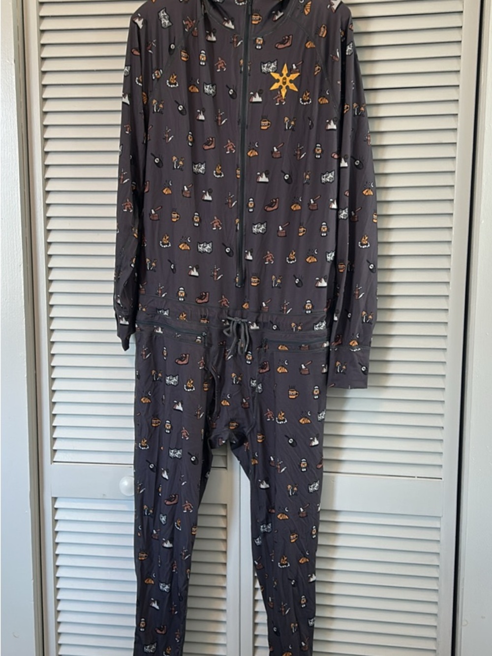 Men's Dark Gray Printed One-Piece Undershirt Romper